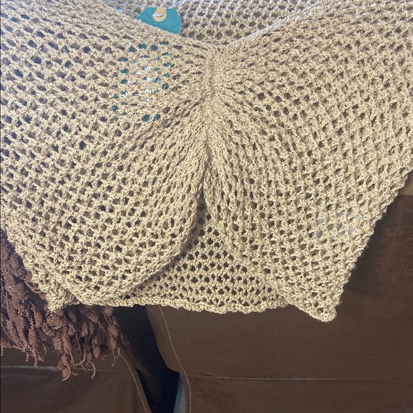 EARTHBOUND Brown Crochet Flare Sleeve Top - Picture 13 of 13